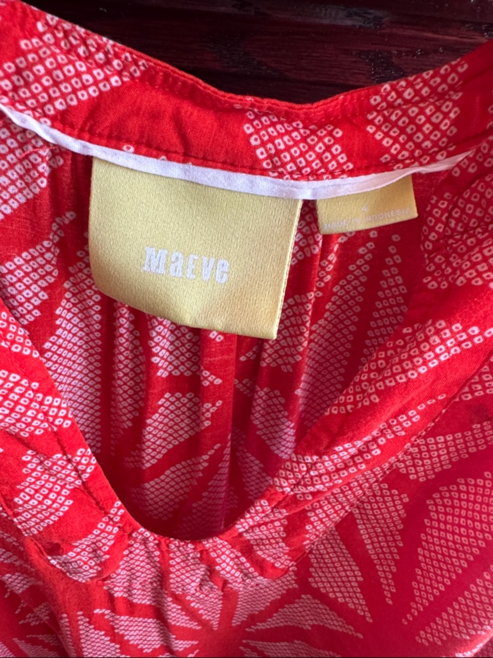 Maeve Orange-Red Geometric Sleeveless V-Neck Camisole Summer Sleeveless Blouse - Picture 3 of 5